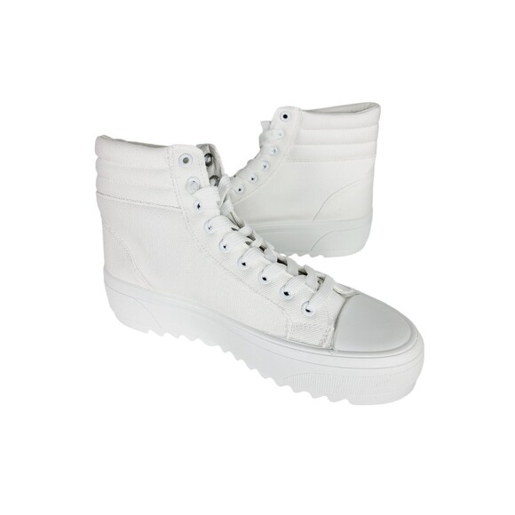 Platform High-Top Skate Sneaker White Canvas Lace-up Women's Size 9 NEW Shein - Picture 13 of 15